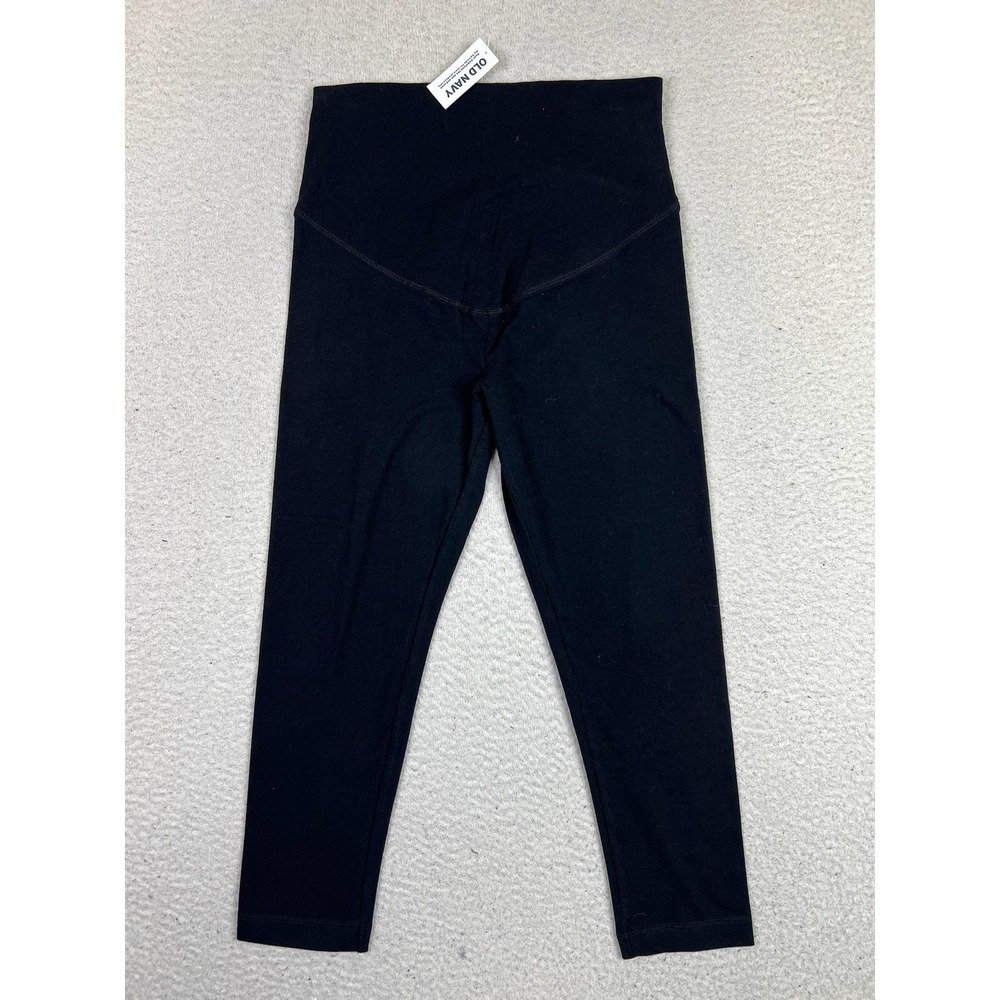 Old Navy Maternity Leggings Womens XS Black High Rise Cropped 4-Way‎ Stretch